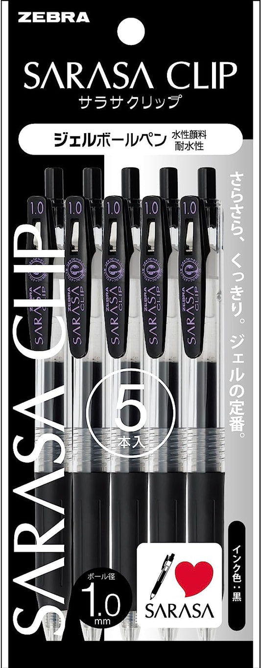 Zebra Gel Ballpoint Pen Sarasa Clip 1.0 Black 5 P-JJE15-BK5