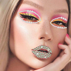 Rhinestone Face Stickers Glitter 3D Glow Eye Makeup Crystal Face Stickers Eye Stickers Set of 6