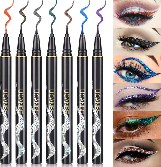 UCANBE Color Eyeliner, Set of 7, Glitter Eyeliner, Colored Eyeliner Liquid High Tight Eyeliner for Stage