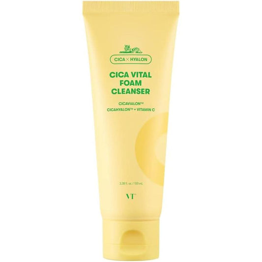 VTCOSMETICS VT CICA Vital Foam Cleanser, 3.4 fl oz (100 ml), Moisturizing, Sensitive Skin, Dry Skin, Skin Care, Deer, Vitamins, Yuzu Vitamins, Facial Cleanser, Foaming Facial Cleanser, Pore Care