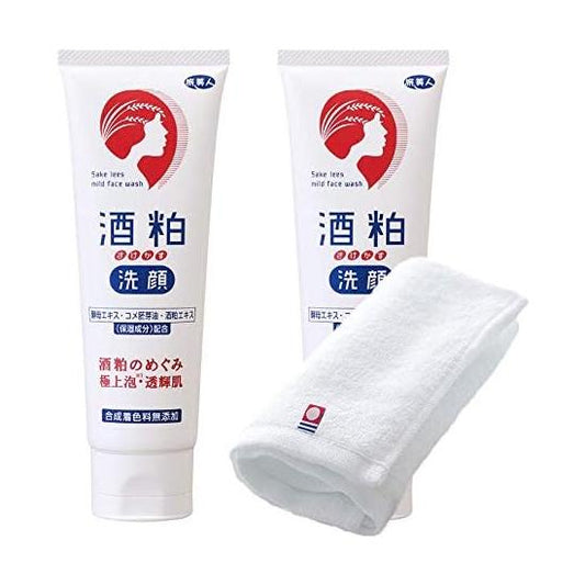 Azuma Shoji Imabari Towel Included as Price Sake Lees Facial Wash Foam, 4.2 oz (120 g), Set of 2, No Additives, Superb Foam, Radiant Skin, Natural Moisturizing Ingredient Born from Rice, Traveling Beauty