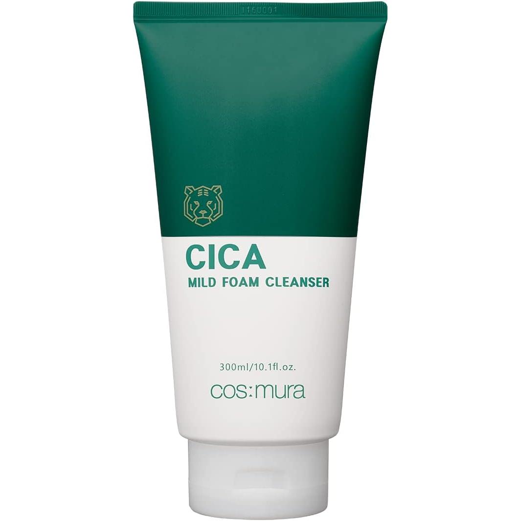 Cos:mura Official Dealer CICA MILD FOAM CLEANSER Sensitive Facial Cleansing Foam, 10.1 fl oz (300 ml), Large Capacity