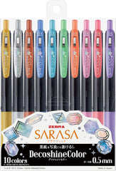 Zebra gel ballpoint pen Sarasa clip 0.5mm decoshine color 10 color set JJ15-10C-SH