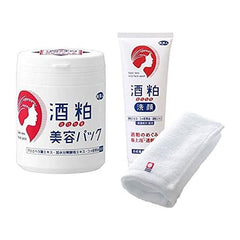 Azuma Shoji Price As It Is With Imabari Towel Sake Lees Beauty Pack, 7.1 oz (200 g), Sake Lees Facial Cleansing Foam, 4.2 oz (120 g), Traveling Beauty