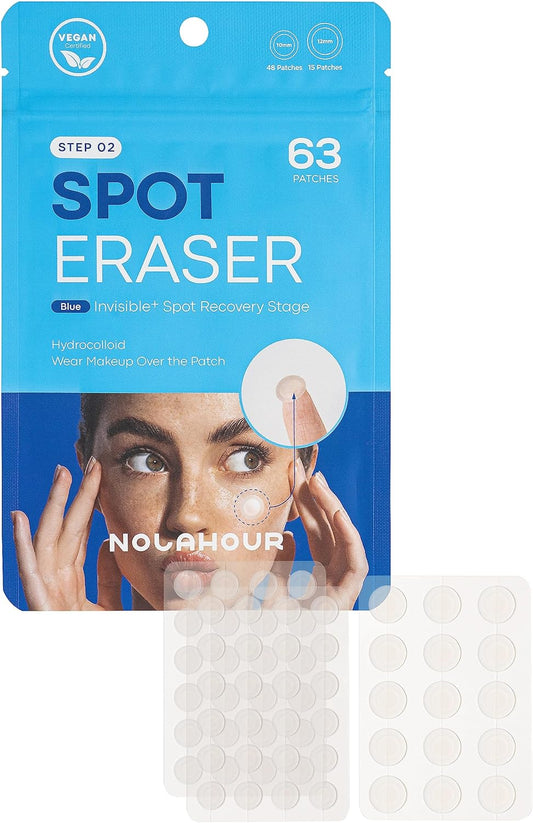 NOLAHOUR Spot Eraser Blue 100% Pure Hydrocolloid Patch Ultra Thin Low Profile Makeup 63 Pack Acne Patches Acne Patches