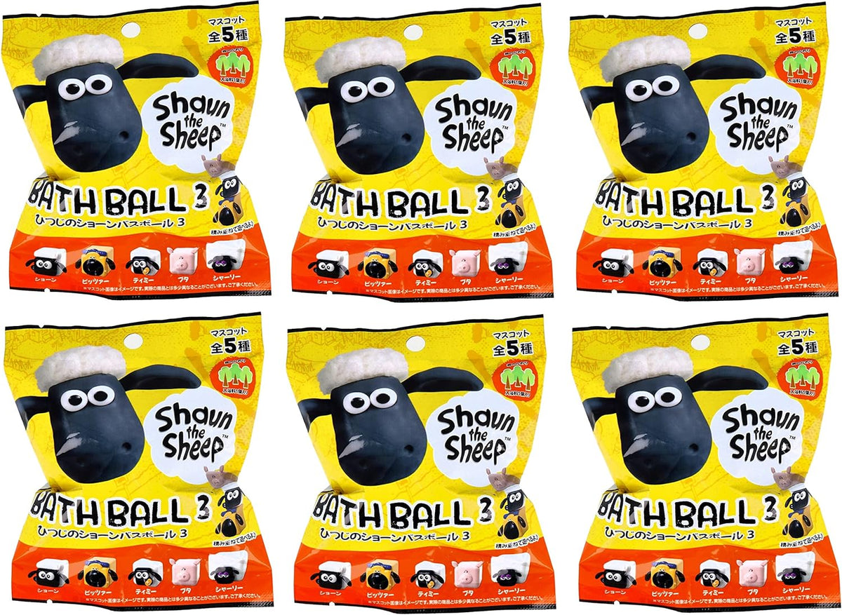 Shaun the Sheep Bath Salt, Popping Mascot Bath Ball 3, Set of 6